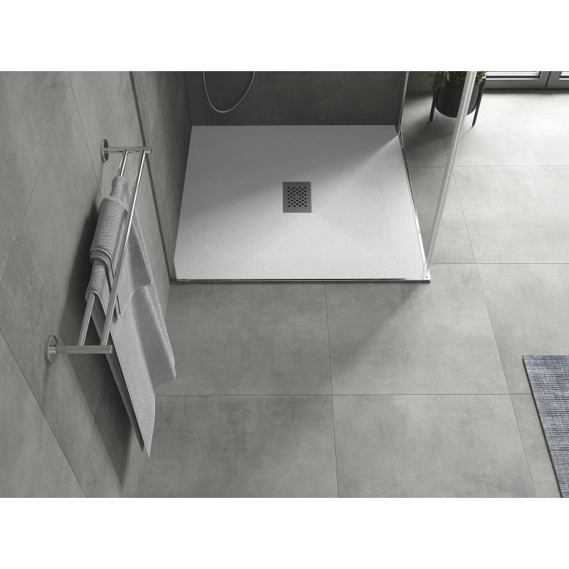 Mexen Hugo SMC 100 x 100 cm-es négyzet alakú zuhanytálca, fehér, inox burkolat - 42101010-X