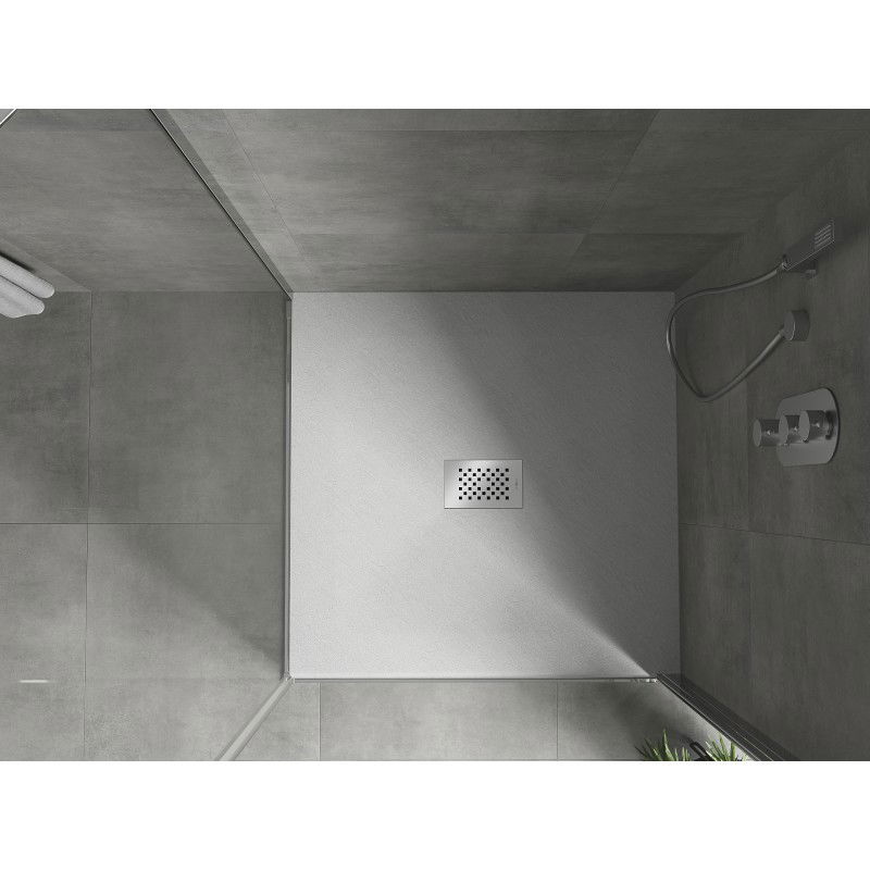 Mexen Hugo négyzet alakú zuhanytálca SMC 100 x 100 cm, fehér, inox burkolat - 42101010-X