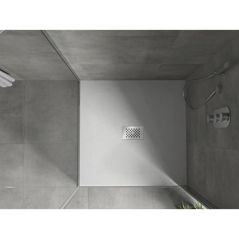 Mexen Hugo SMC 100 x 100 cm négyzet alakú zuhanytálca, fehér, inox fedéllel - 42101010-X