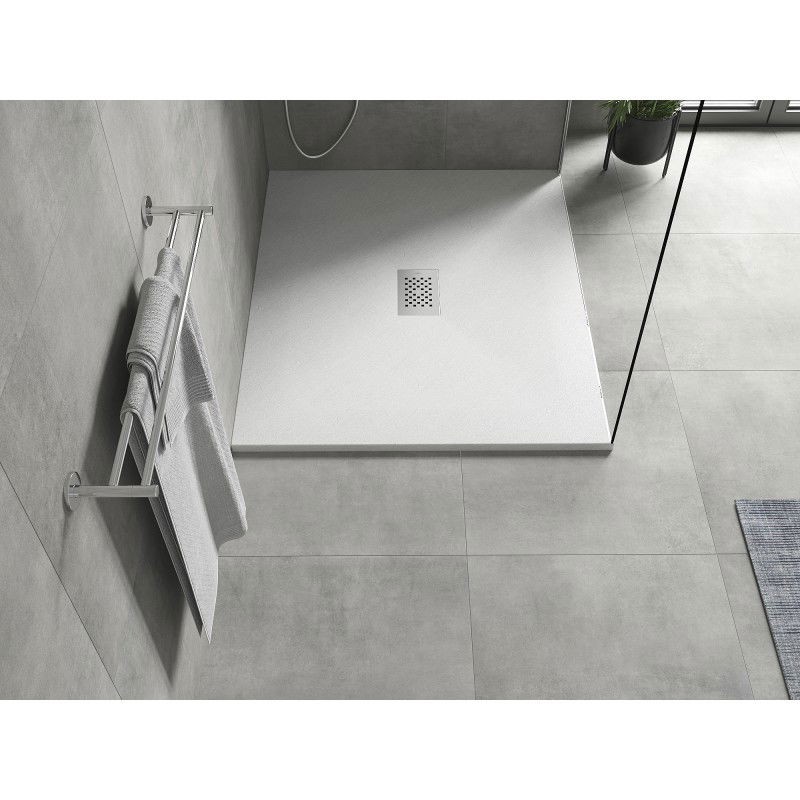 Mexen Hugo téglalap alakú SMC zuhanytálca 110 x 100 cm, fehér, inox takaróelem - 42101011-X