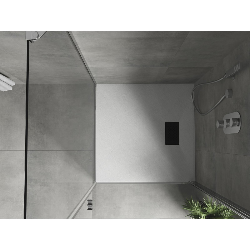 Mexen Hugo SMC 80 x 80 cm-es négyzet alakú zuhanytálca, fehér, fekete borítással - 42108080-B