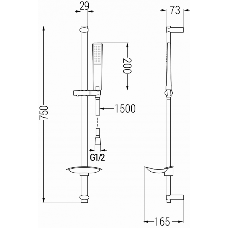 Mexen Fabia Set de duș DB72, crom - 746504DB72-00
