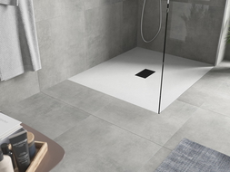 Mexen Hugo téglalap alakú SMC zuhanytálca 120 x 100 cm, fehér, fekete takaró - 42101012-B