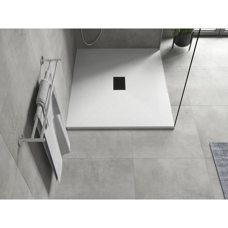 Mexen Hugo téglalap alakú zuhanytálca SMC 140 x 100 cm, fehér, fekete fedél - 42101014-B