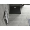 Mexen Hugo SMC négyzet alakú zuhanytálca 70 x 70 cm, fekete, inox takaró - 42707070-X