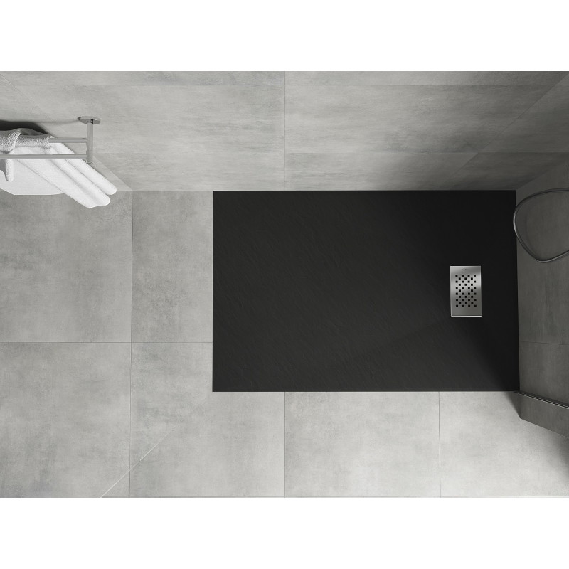 Mexen Hugo tăviță de duș dreptunghiulară SMC 110 x 70 cm, neagră, mască inox - 42707011-X