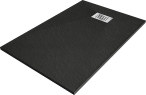 Mexen Hugo tavă de duș dreptunghiulară SMC 110 x 70 cm, negru, mască inox - 42707011-X