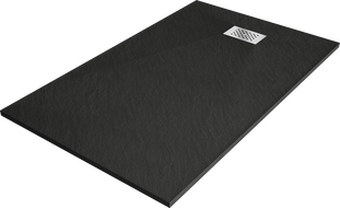 Mexen Hugo téglalap alakú SMC zuhanytálca 140 x 70 cm, fekete, inox takaró - 42707014-X