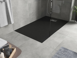 Mexen Hugo téglalap alakú SMC zuhanytálca 150 x 70 cm, fekete, inox fedél - 42707015-X