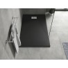 Mexen Hugo téglalap alakú SMC zuhanytálca 140 x 70 cm, fekete, inox takaró - 42707014-X