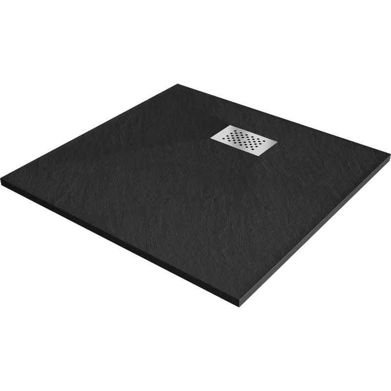 Mexen Hugo cadă de duș pătrată SMC 80 x 80 cm, neagră, capac inox - 42708080-X
