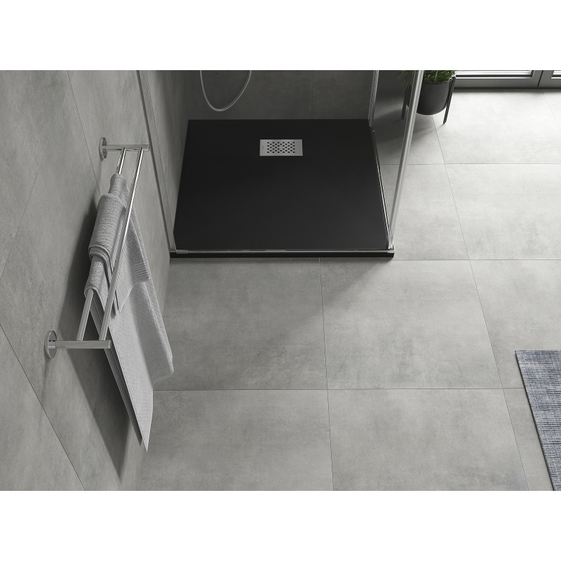 Mexen Hugo SMC 80 x 80 cm-es négyzet alakú zuhanytálca, fekete, inox borítással - 42708080-X