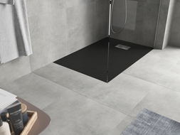 Mexen Hugo téglalap alakú SMC zuhanytálca 130 x 80 cm, fekete, inox burkolattal - 42708013-X