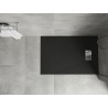 Mexen Hugo 100 x 80 cm-es SMC téglalap alakú zuhanytálca, fekete, inox takaróelem - 42708010-X