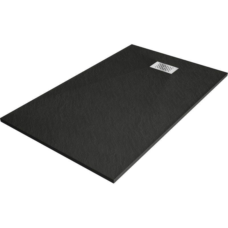 Mexen Hugo tăviță de duș dreptunghiulară SMC 140 x 80 cm, negru, mască inox - 42708014-X