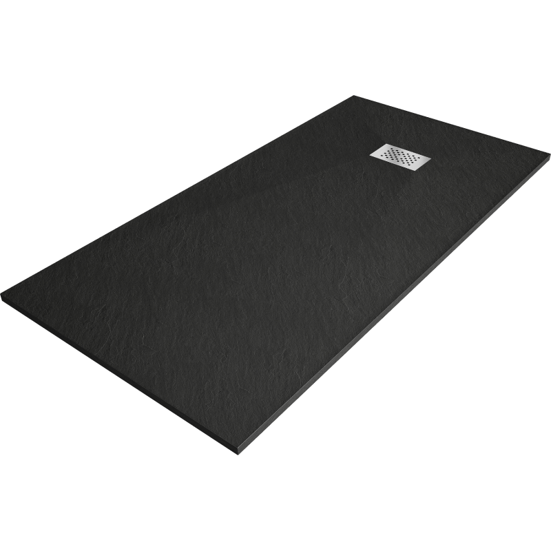 Mexen Hugo bazin prostern cu dimensiuni 170 x 80 cm, negru, capac inox - 42708017-X