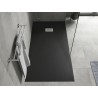 Mexen Hugo téglalap alakú zuhanytálca SMC 170 x 80 cm, fekete, inox eltakaró - 42708017-X