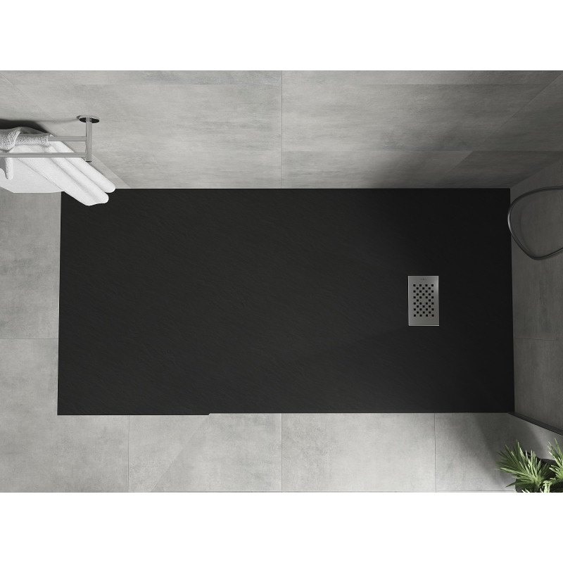 Mexen Hugo tavă de duș dreptunghiulară SMC 180 x 80 cm, negru, mască inox - 42708018-X