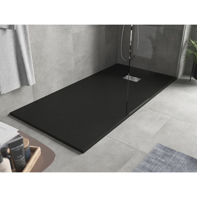 Mexen Hugo tavă de duș dreptunghiulară SMC 180 x 80 cm, negru, mască inox - 42708018-X