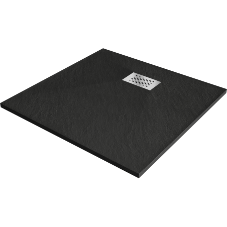 Mexen Hugo cada de dus pătrată SMC 90 x 90 cm, negru, capace inox - 42709090-X