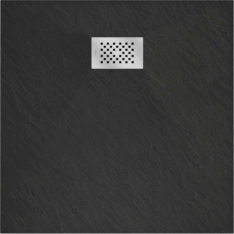 Mexen Hugo SMC négyzet alakú zuhanytálca 90 x 90 cm, fekete, inox burkolat - 42709090-X