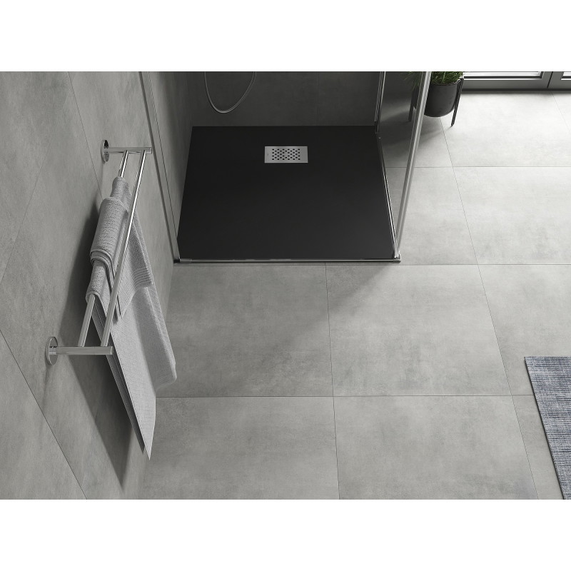 Mexen Hugo tavă de duș pătrată SMC 90 x 90 cm, negru, mască inox - 42709090-X