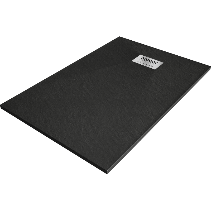 Mexen Hugo téglalap alakú SMC zuhanytálca 120 x 90 cm, fekete, inox fedél - 42709012-X