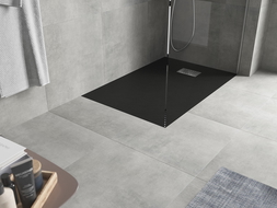 Mexen Hugo téglatest zuhanytál SMC 130 x 90 cm, fekete, inox burkolat - 42709013-X