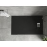 Mexen Hugo téglalap alakú SMC zuhanytálca 150 x 90 cm, fekete, inox takaróelem - 42709015-X