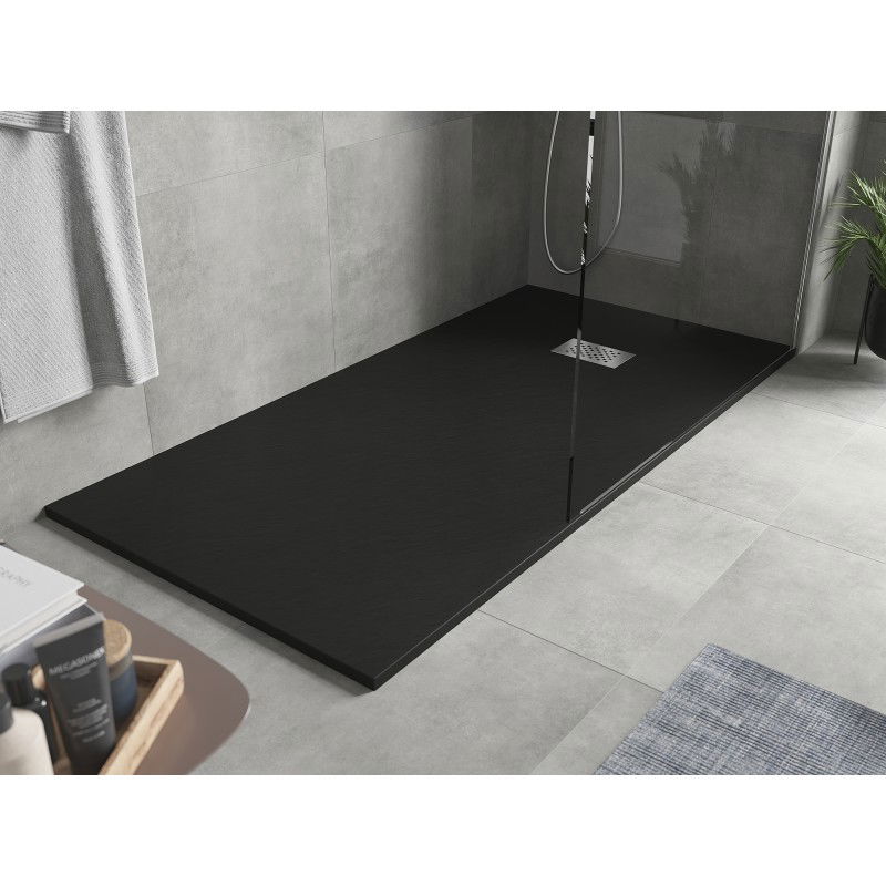 Mexen Hugo cabină de duș dreptunghiulară SMC 170 x 90 cm, negru, grilaj inox - 42709017-X