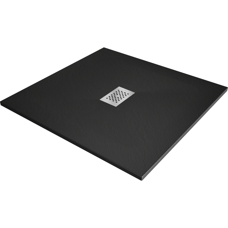 Mexen Hugo négyzet alakú SMC 100 x 100 cm-es zuhanytál, fekete, inox burkolat - 42701010-X
