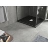 Mexen Hugo SMC négyzet alakú zuhanytálca 100 x 100 cm, fekete, inox takaró - 42701010-X