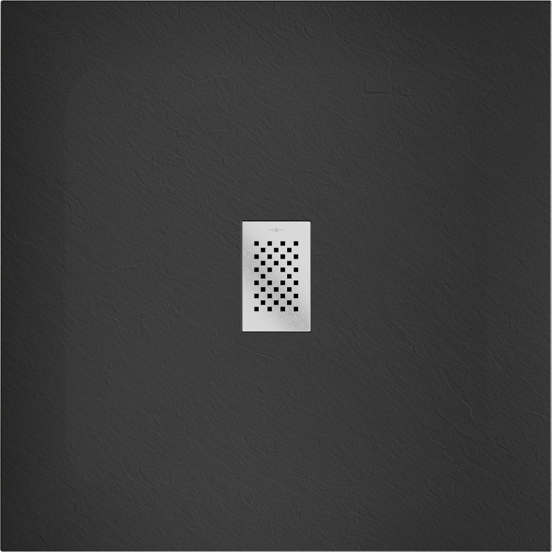 Mexen Hugo SMC négyzet alakú zuhanytálca 100 x 100 cm, fekete, inox takaró - 42701010-X