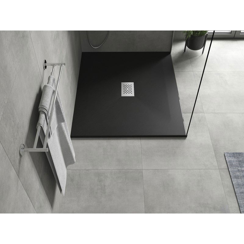 Mexen Hugo brodzik dreptunghiular SMC 110 x 100 cm, negru, mască inox - 42701011-X