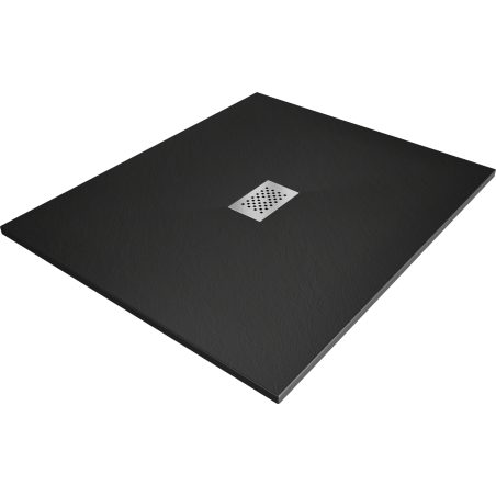 Mexen Hugo téglatest alakú zuhanytálca SMC 130 x 100 cm, fekete, inox takaróval - 42701013-X