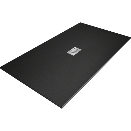 Mexen Hugo téglalap alakú zuhanytálca SMC 150 x 100 cm, fekete, inox takaró - 42701015-X