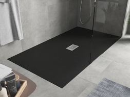 Mexen Hugo cadă dreptunghiulară SMC 160 x 100 cm, negru, capac inox - 42701016-X