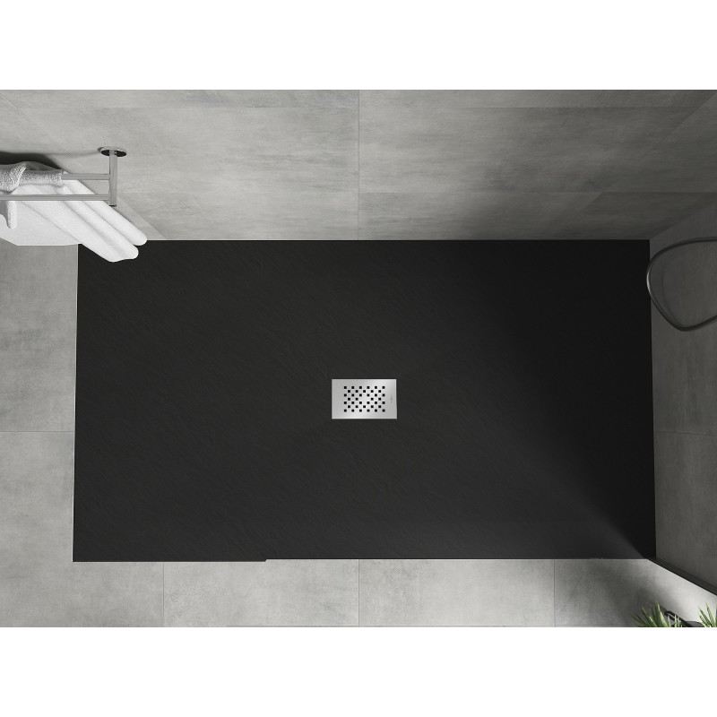 Mexen Hugo téglalap alakú SMC zuhanytálca 150 x 100 cm, fekete, inox burkolat - 42701015-X