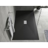 Mexen Hugo téglalap alakú SMC zuhanytálca 160 x 100 cm, fekete, inox fedél - 42701016-X