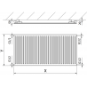 Mexen CH10 Higiénia lemezradiátor 500 x 1800 mm, oldalsó csatlakozás, 954 W, fekete - W410H-050-180-70