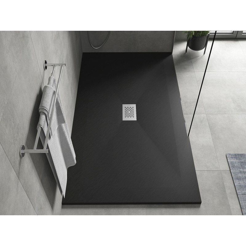 Mexen Hugo cadă de duș dreptunghiulară SMC 180 x 100 cm, negru, mască inox - 42701018-X