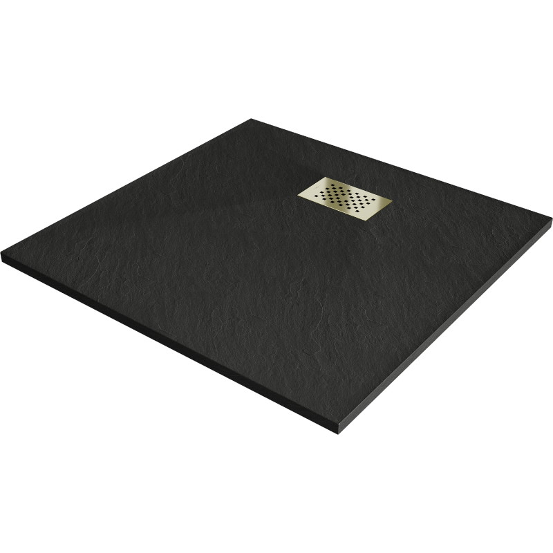 Mexen Hugo brodzik pătrat SMC 70 x 70 cm, negru, mascator auriu - 42707070-G