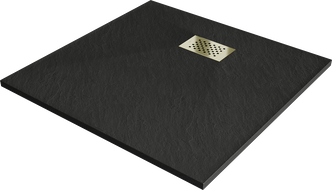 Mexen Hugo tăviță de duș pătrată SMC 80 x 80 cm, neagră, mască aurie - 42708080-G