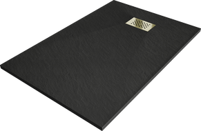 Mexen Hugo cadă dreptunghiulară SMC 100 x 70 cm, negru, capac auriu - 42707010-G