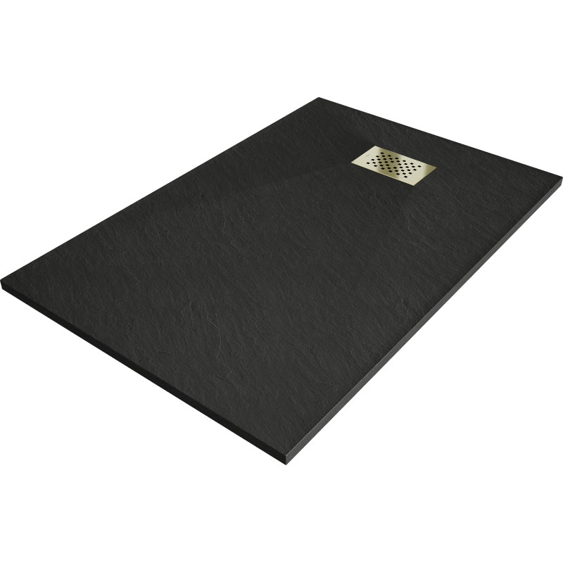 Mexen Hugo brodzik dreptunghiular SMC 100 x 80 cm, negru, mască aurie - 42708010-G