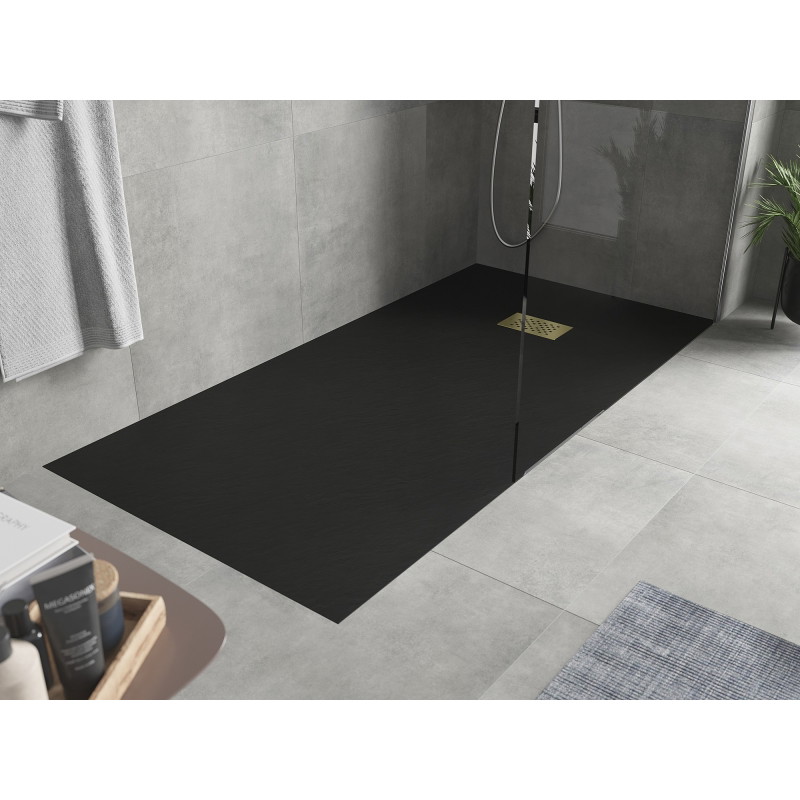 Mexen Hugo tăviță de duș dreptunghiulară SMC 180 x 80 cm, neagră, mască aurie - 42708018-G