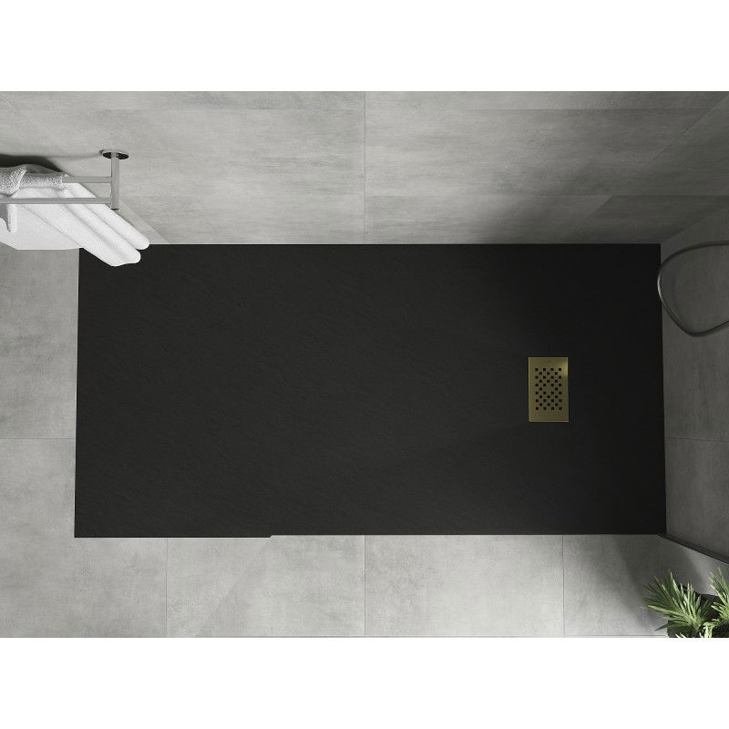 Mexen Hugo cadă de duș dreptunghiulară SMC 180 x 80 cm, negru, capac mascare auriu - 42708018-G