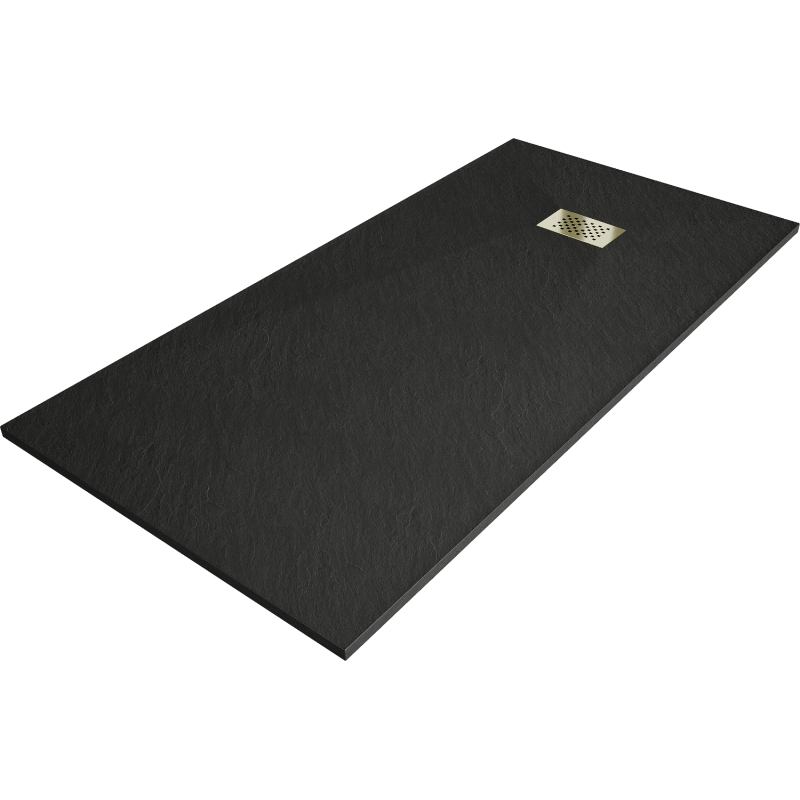 Mexen Hugo cadă de duș dreptunghiulară SMC 180 x 80 cm, negru, capac mascare auriu - 42708018-G