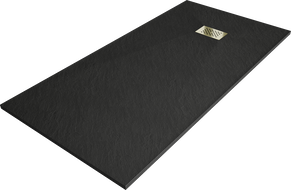 Mexen Hugo téglalap alakú SMC zuhanytálca 180 x 80 cm, fekete, arany fedéllel - 42708018-G