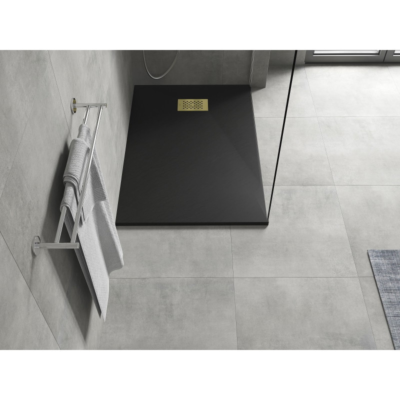 Mexen Hugo brodzik dreptunghiular SMC 100 x 90 cm, negru, mască aurie - 42709010-G